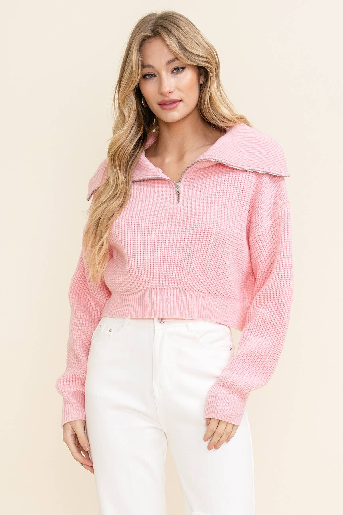 Quarter Zip Sweater Top