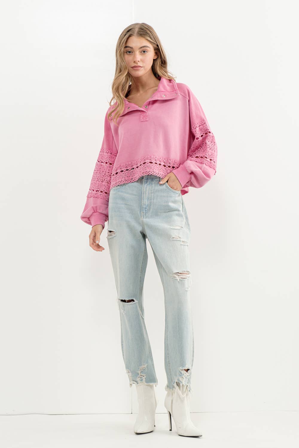 Powerpuff Pink Lace Pullover