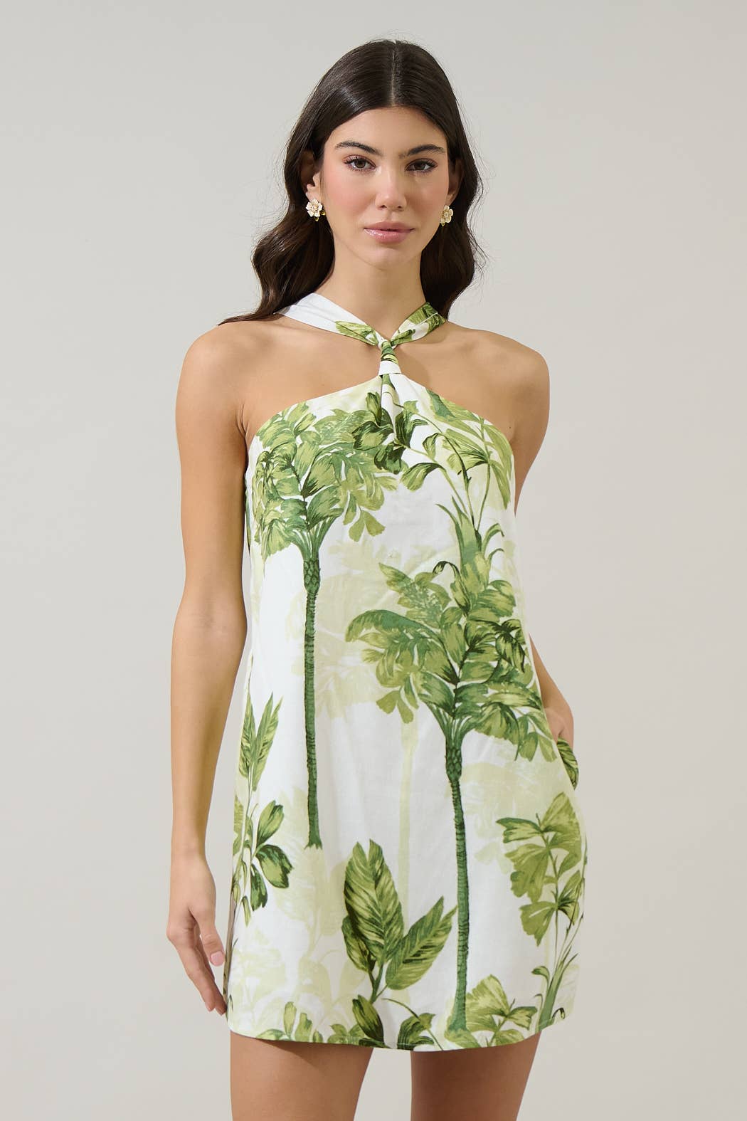 Palms Tropical Halter Mini Dress