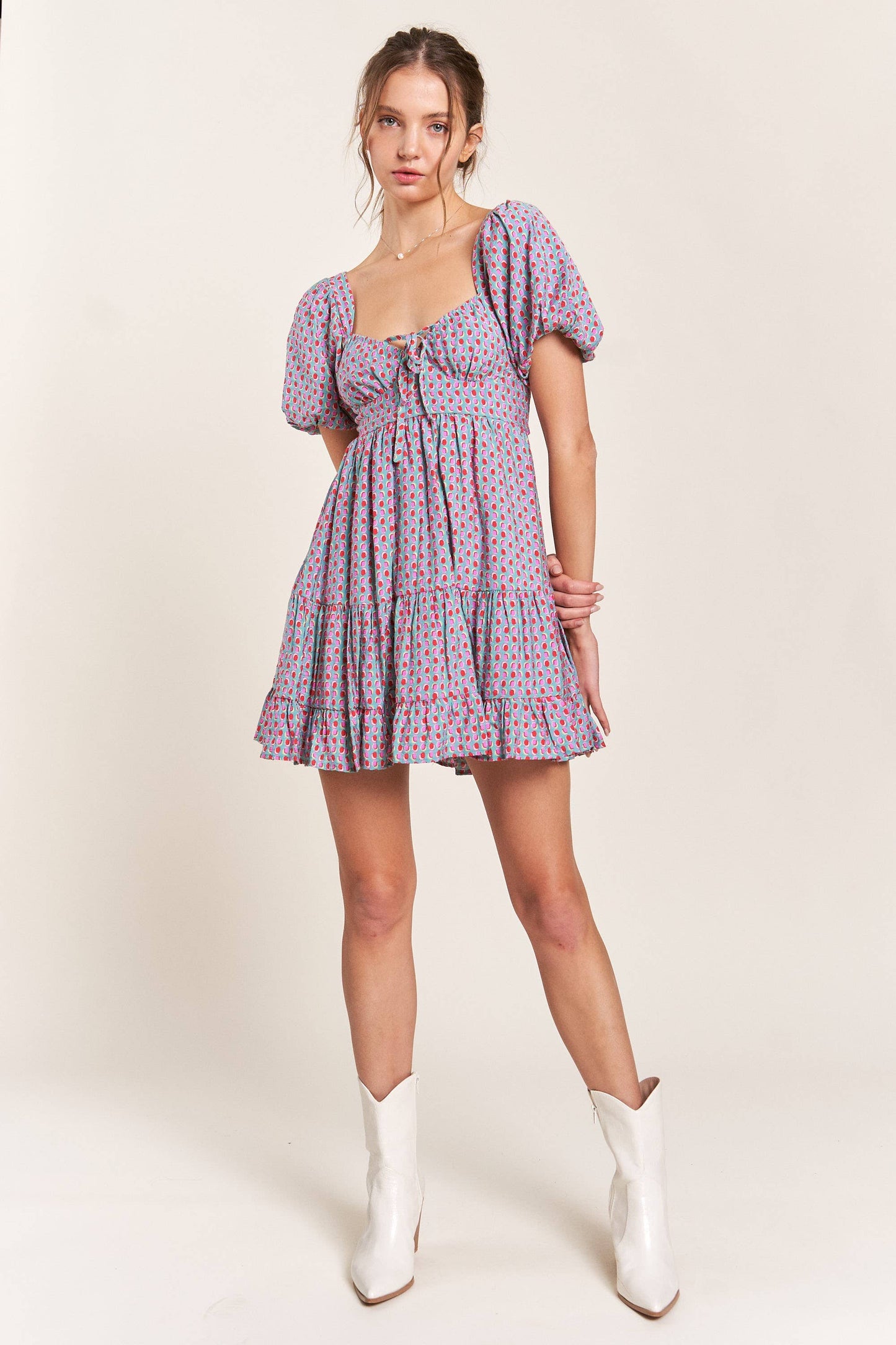 Puff Sleeve Mini Dress