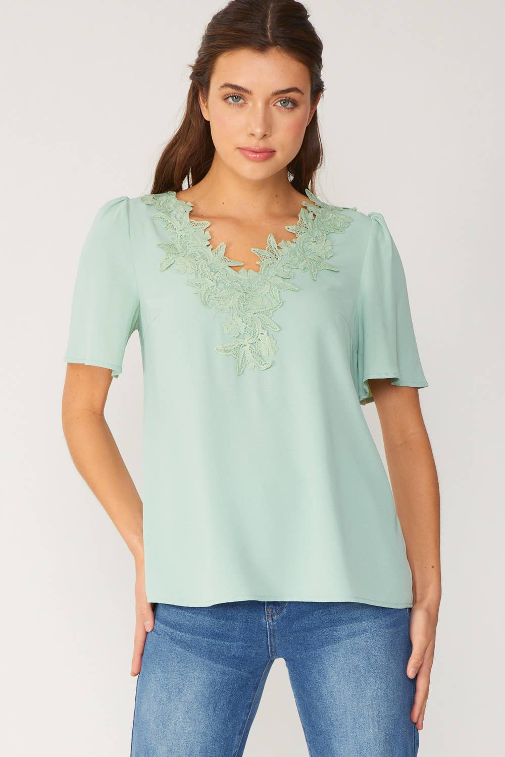 Anette Lace Neckline Top