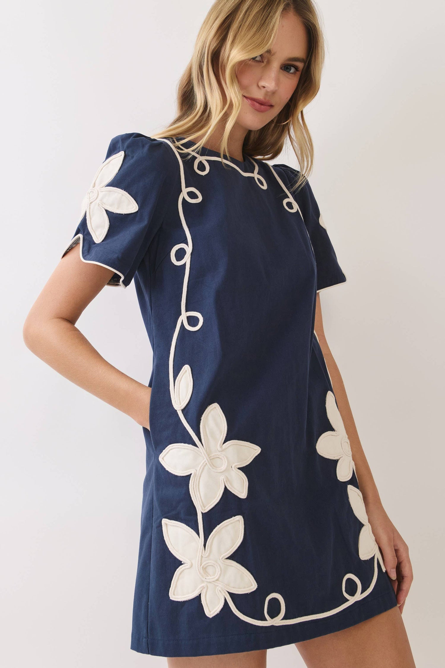 Nina Floral Appliqué Dress
