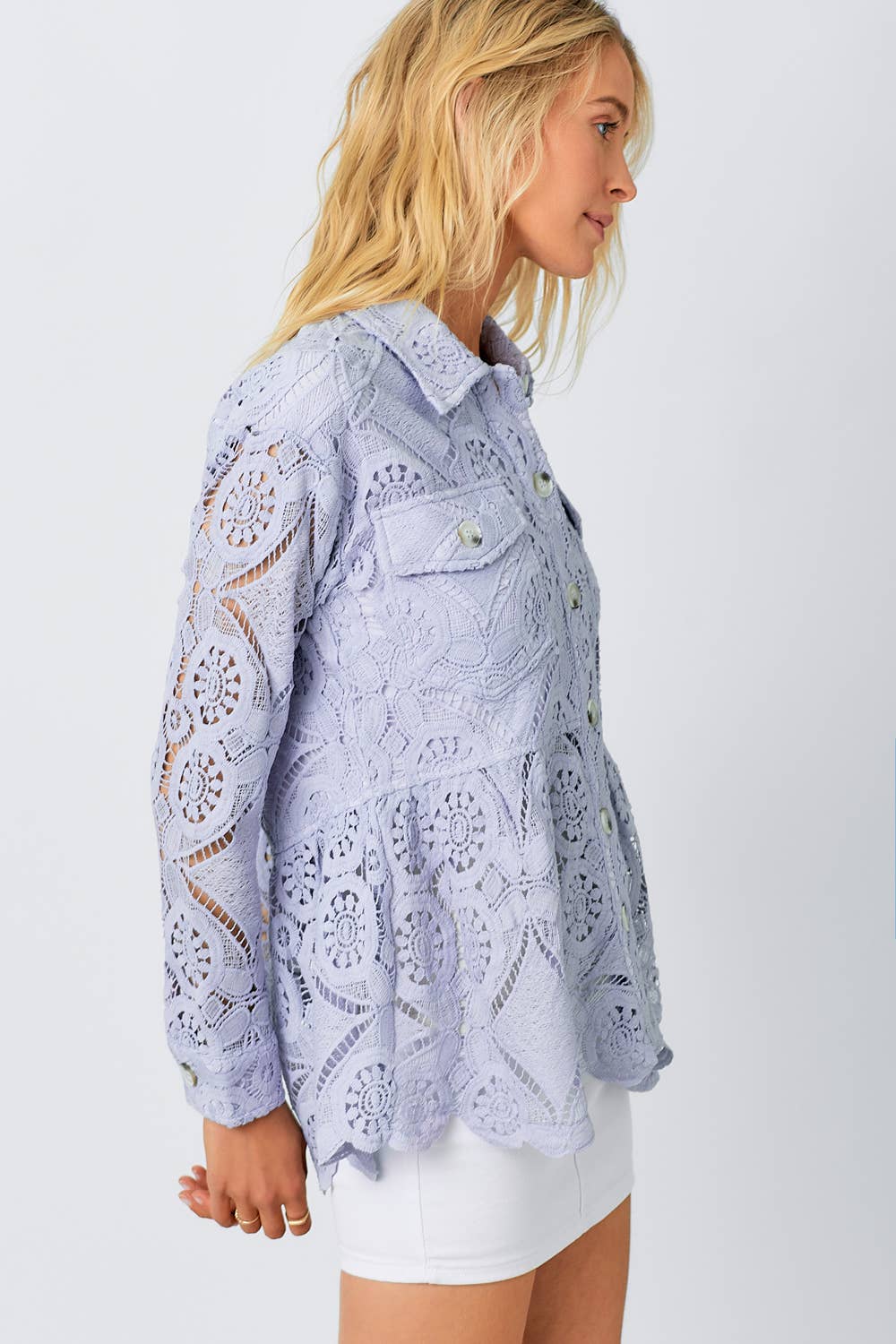 Pippa Lace Peplum Trucker Jacket