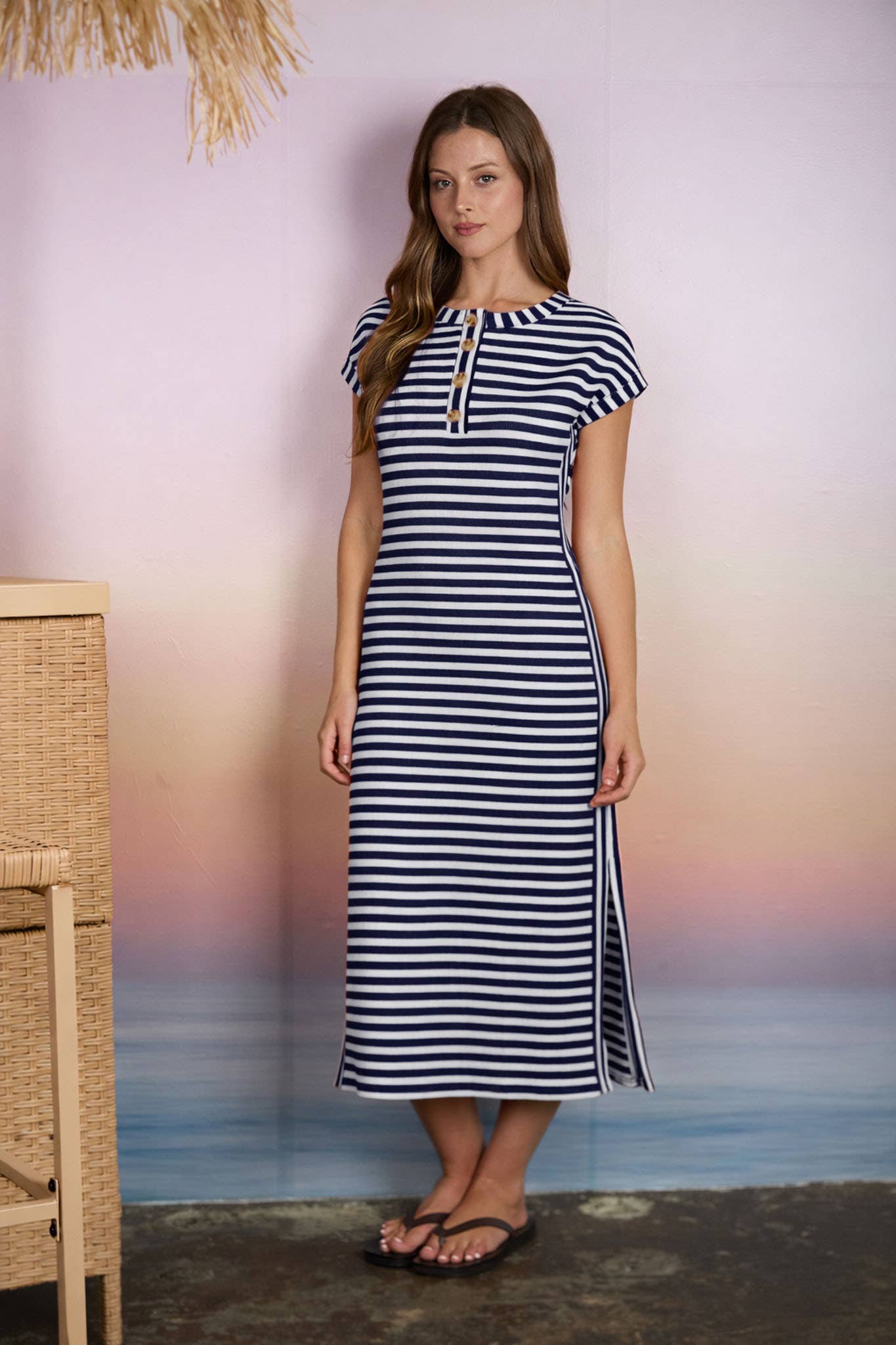 Stripe Knit Midi Dress