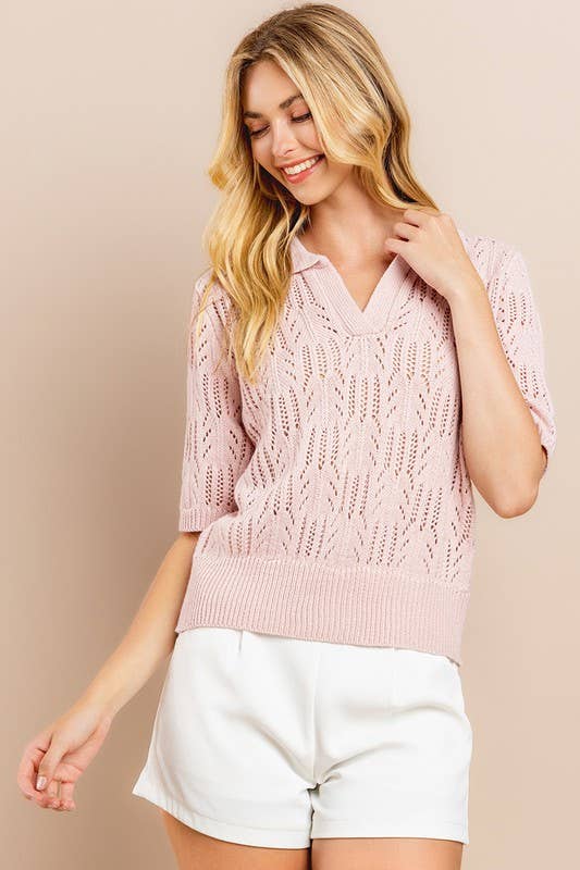 Morning Stroll Collared Sweater Top