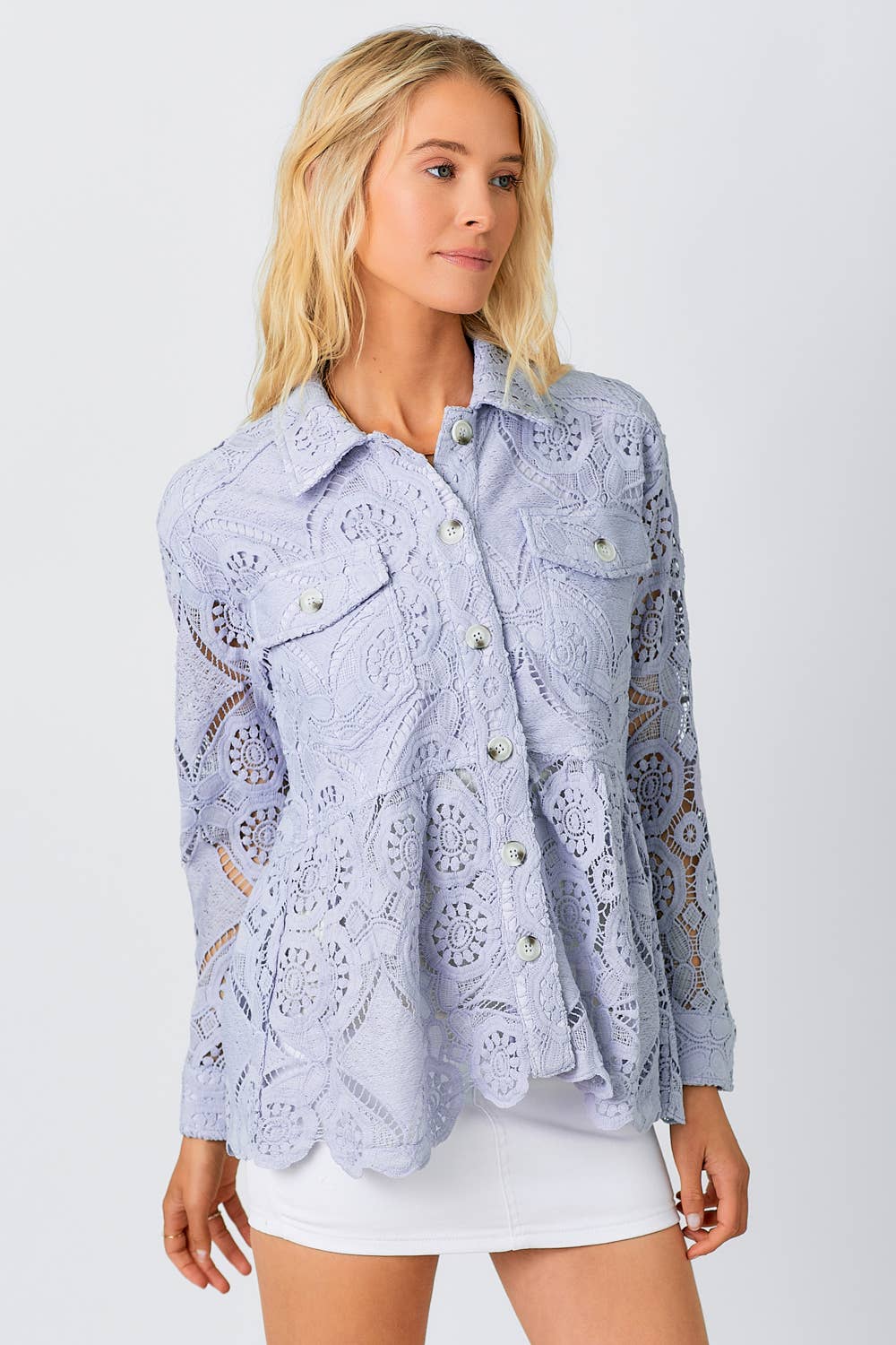 Pippa Lace Peplum Trucker Jacket