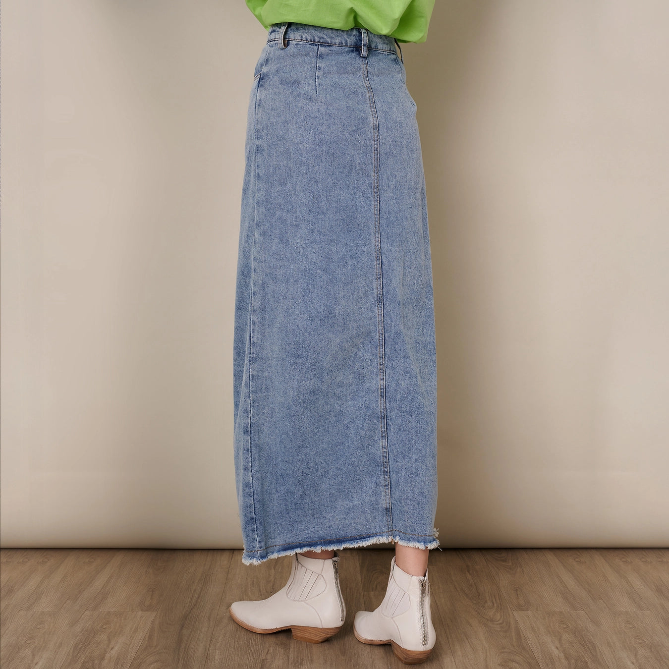 Assymetrical Denim Maxi Skirt