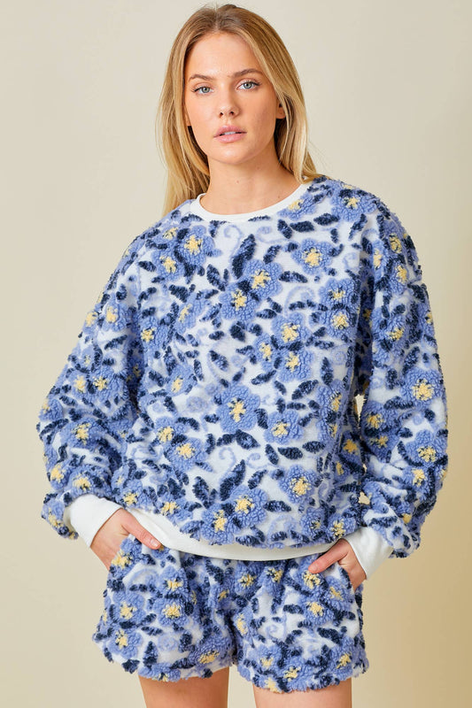 Floral Bliss Sherpa Pullover