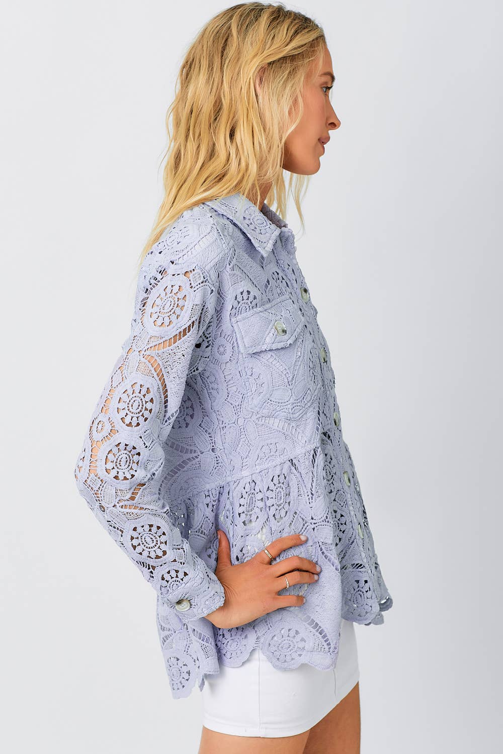 Pippa Lace Peplum Trucker Jacket