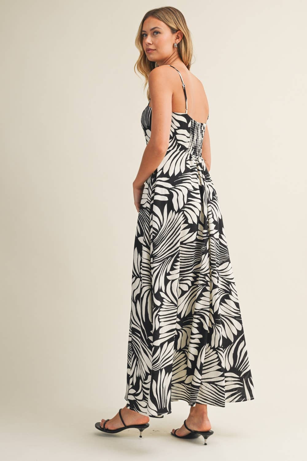 B&W Linen Maxi Dress