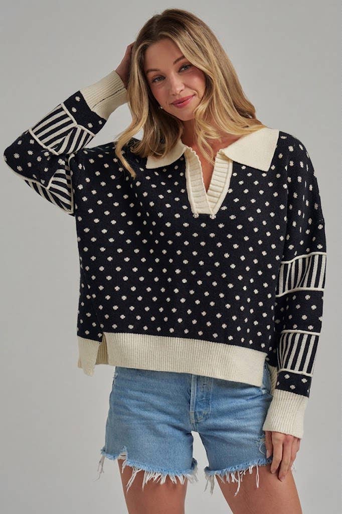Just for Fun Polka Dot Collar Sweater