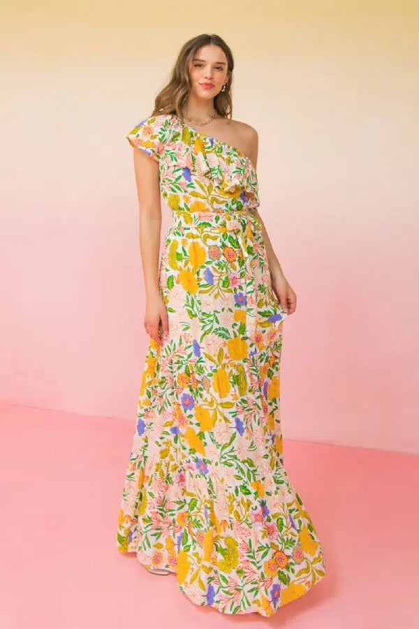 Lillian One Shoulder Floral Maxi Dress