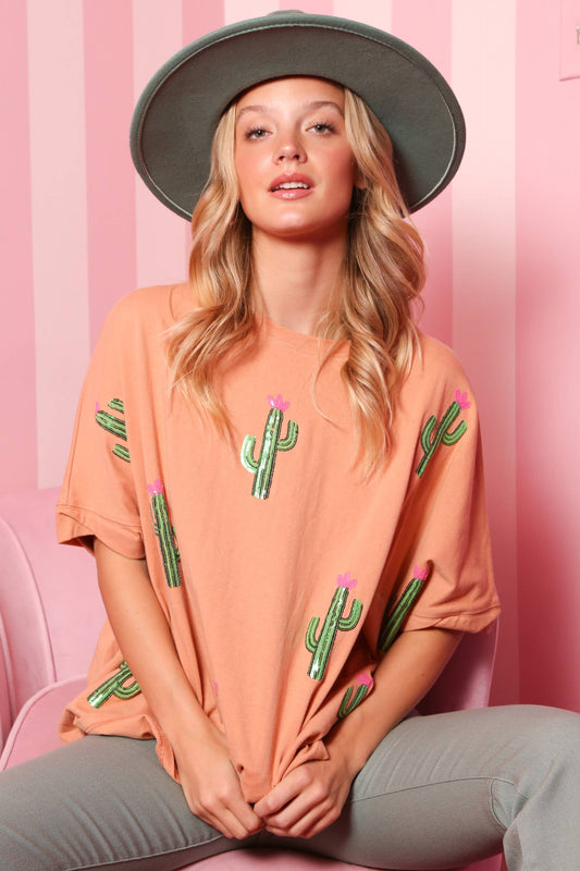 Desert Dreaming Sequin Cactus Tee