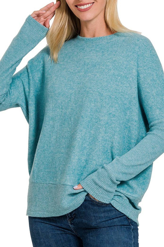 Soft Brushed Melange Dolman Sweater