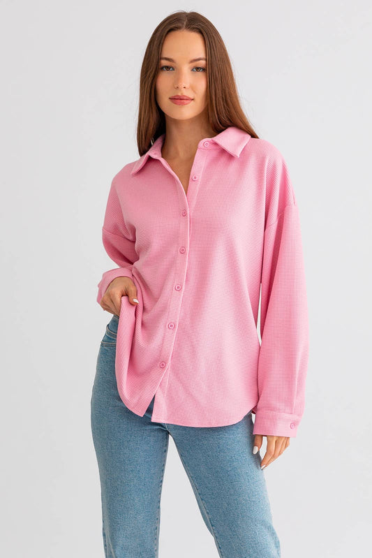 Bubblegum Thermal Button Down