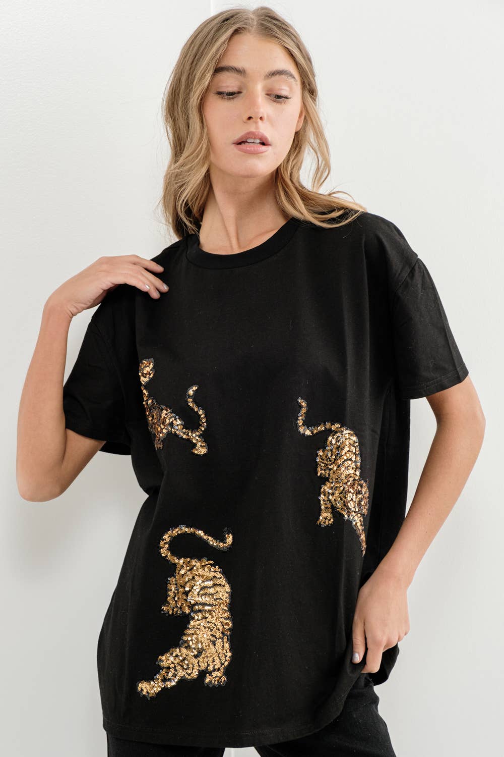 Embellished Sequin Tiger T-Shirt