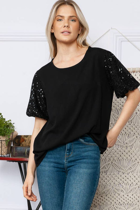 Brianne Sequin Sleeve Blouse