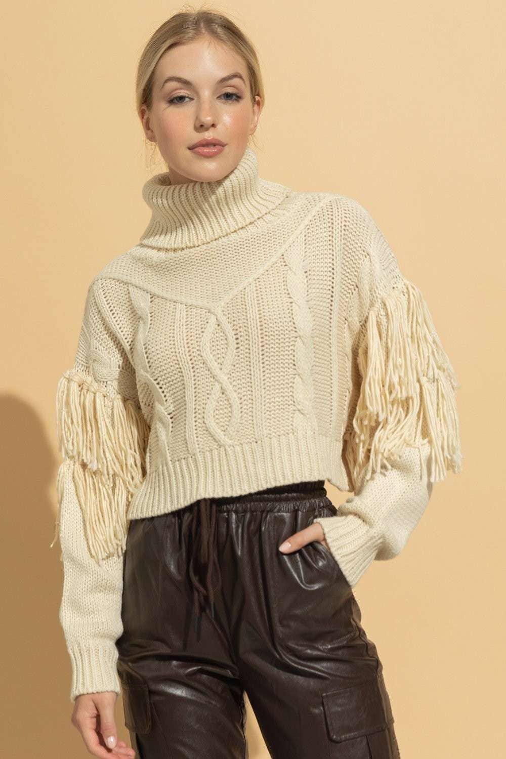 Ella Cream Fringe Sweater