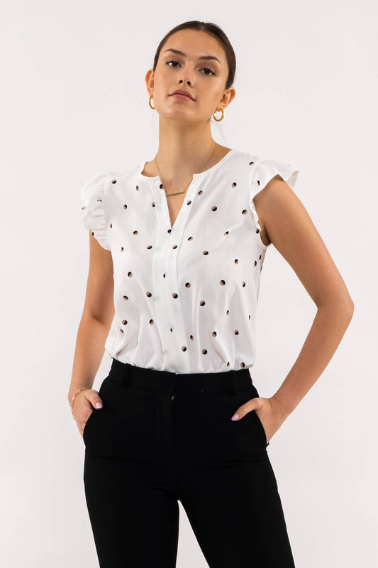 Two Tone Polka Dot Top