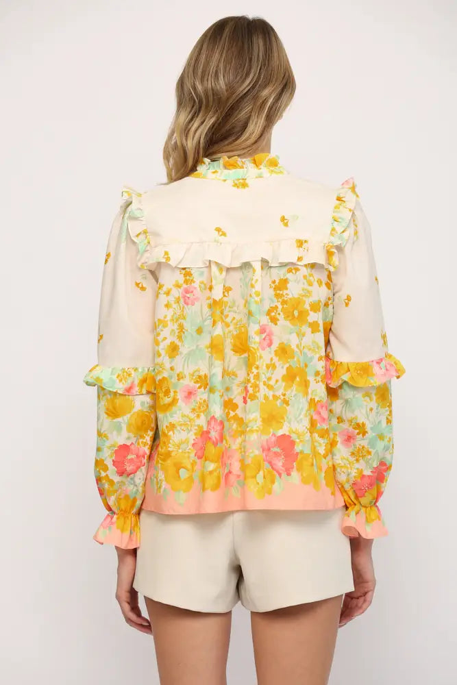 Floral Whimsy Ruffle Blouse