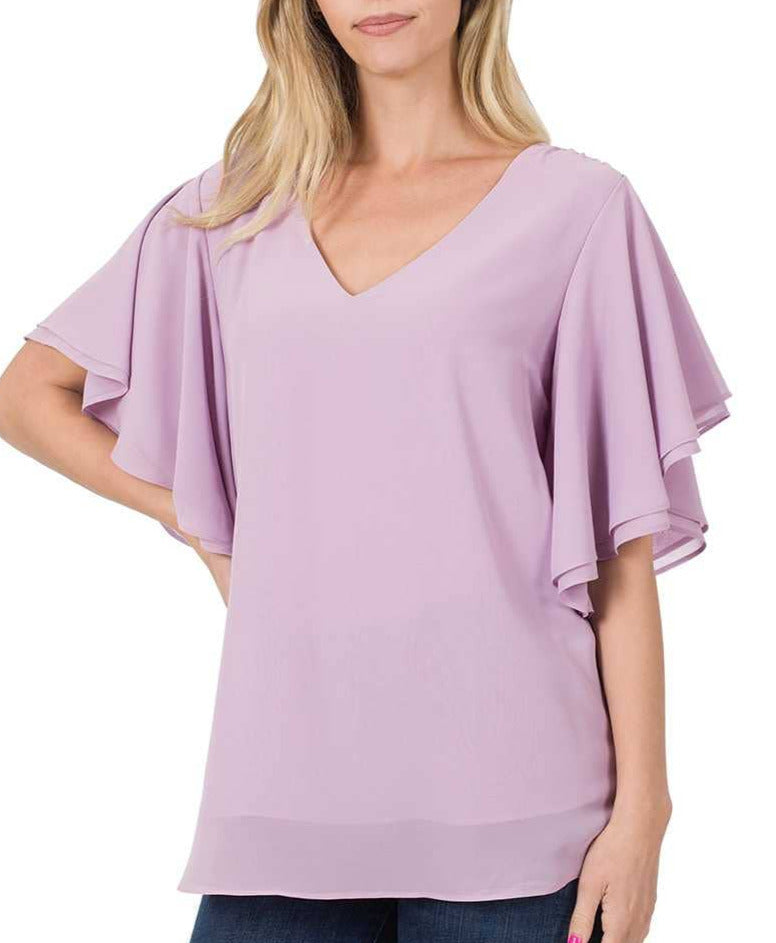 Woven Double Layer Chiffon Top