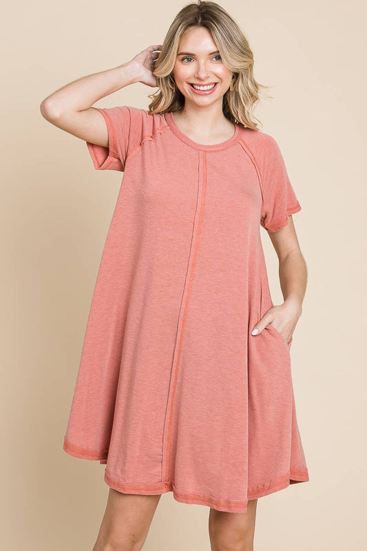 Coral Crush Cozy Tee Dress