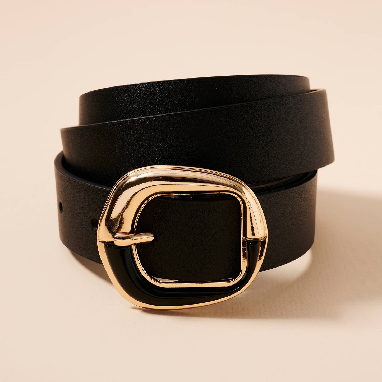 Two Tone Faux Leather Metal Belt