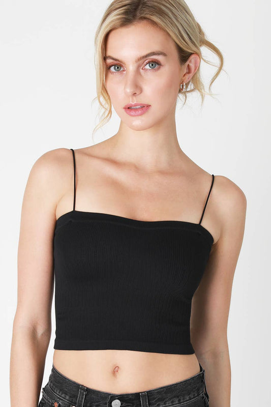 Skinny Strap Ribbed Cropped Cami