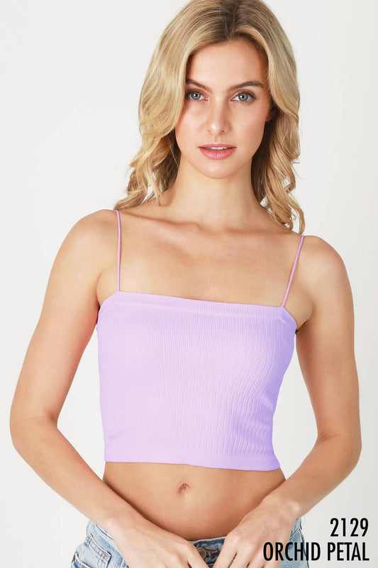 Skinny Strap Ribbed Cropped Cami