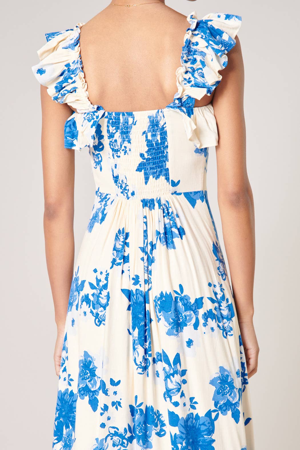 Azure Kona Floral Ruffle Trim Milo Midi Dress - Boutique à la mode