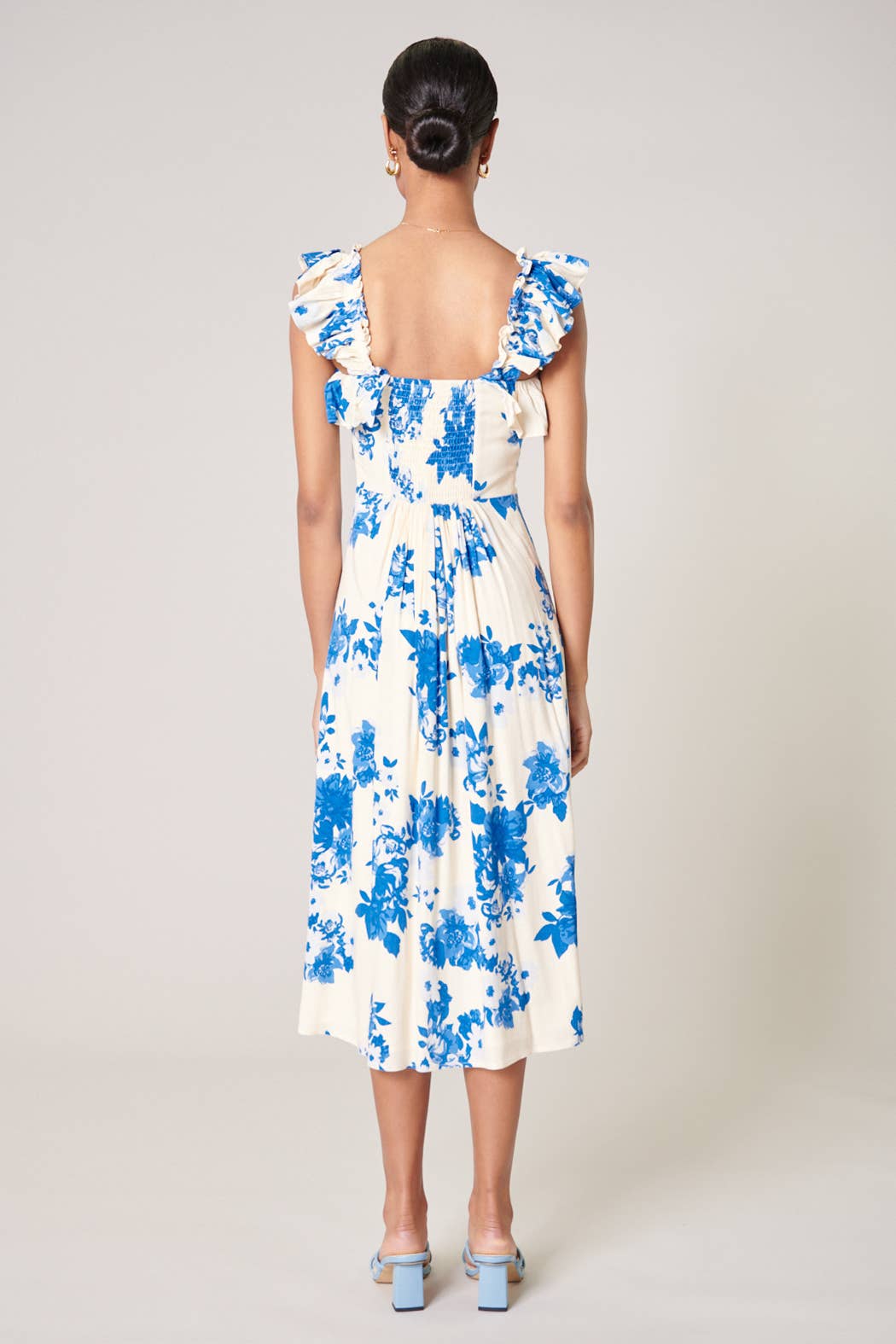 Azure Kona Floral Ruffle Trim Milo Midi Dress - Boutique à la mode