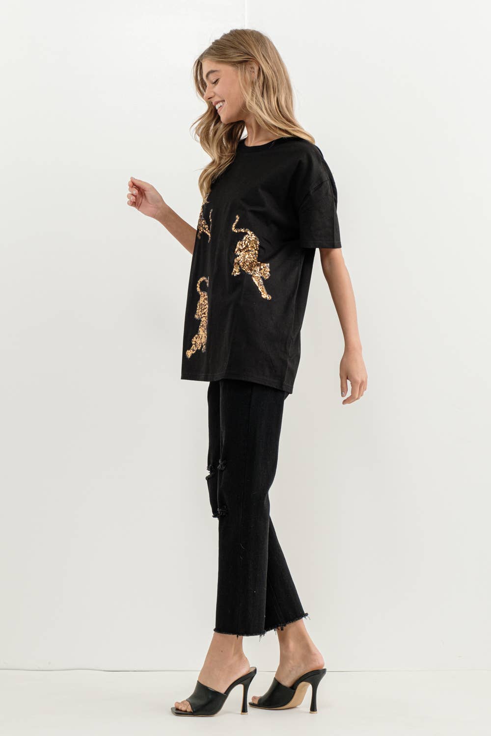 Embellished Sequin Tiger T-Shirt