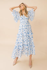 Blue Printed Dress - Boutique à la mode