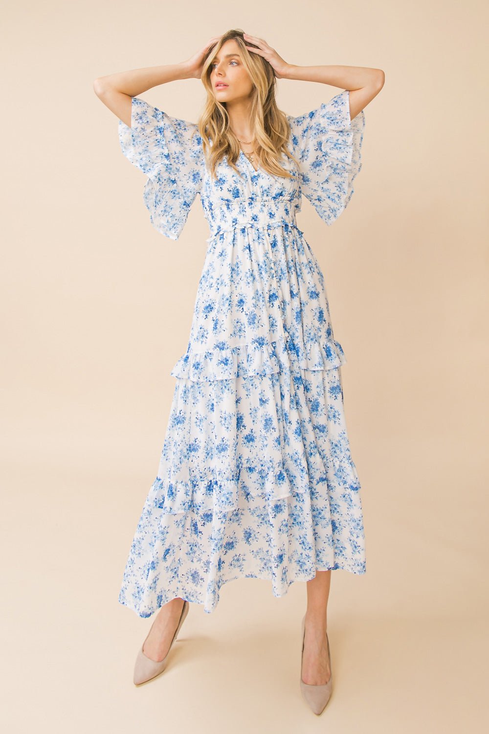 Blue Printed Dress - Boutique à la mode