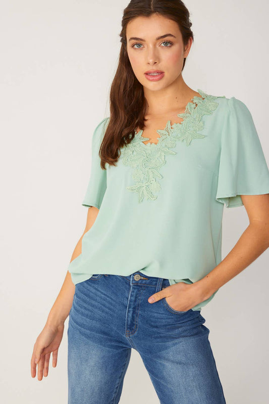 Anette Lace Neckline Top