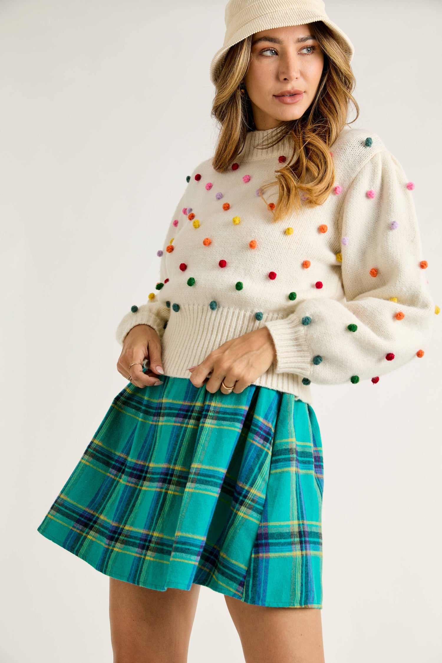 Rainbow Pom Pom Sweater