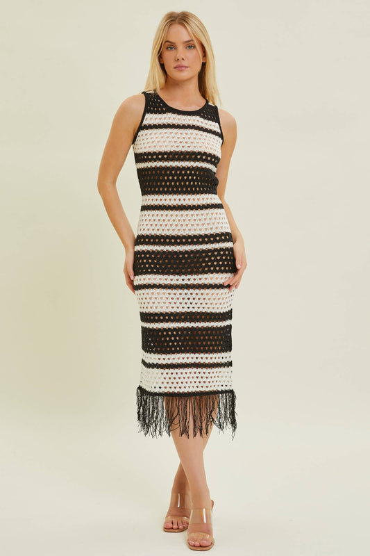 Cabana Chic Open Knit Midi Dress