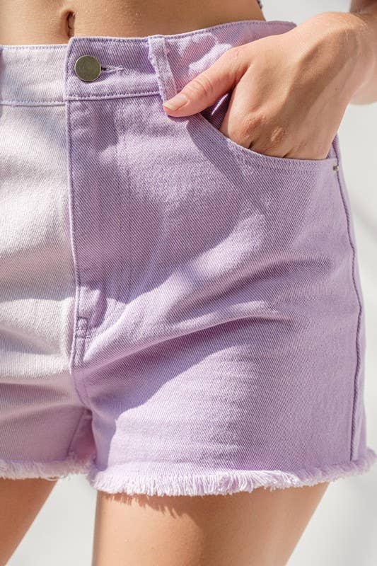 Lavender Colorblock Shorts