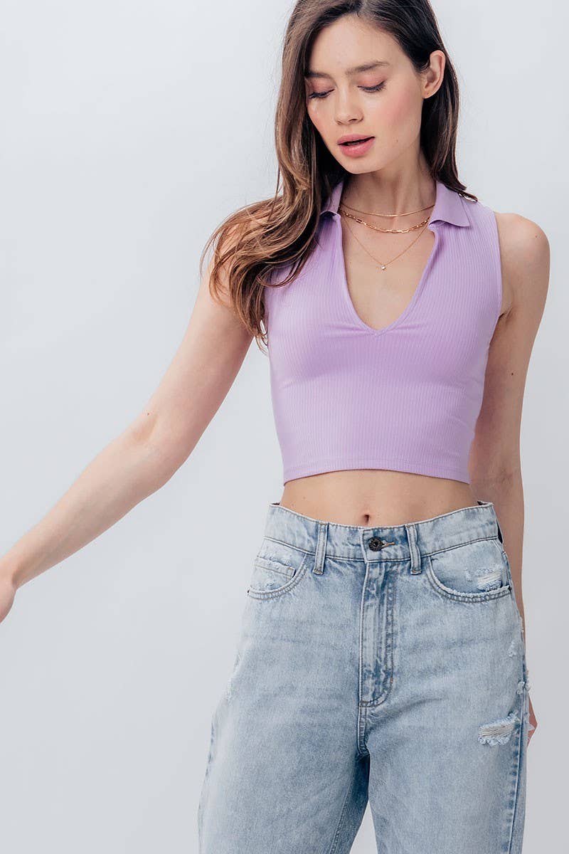 Rib Knit Sleeveless Crop Top